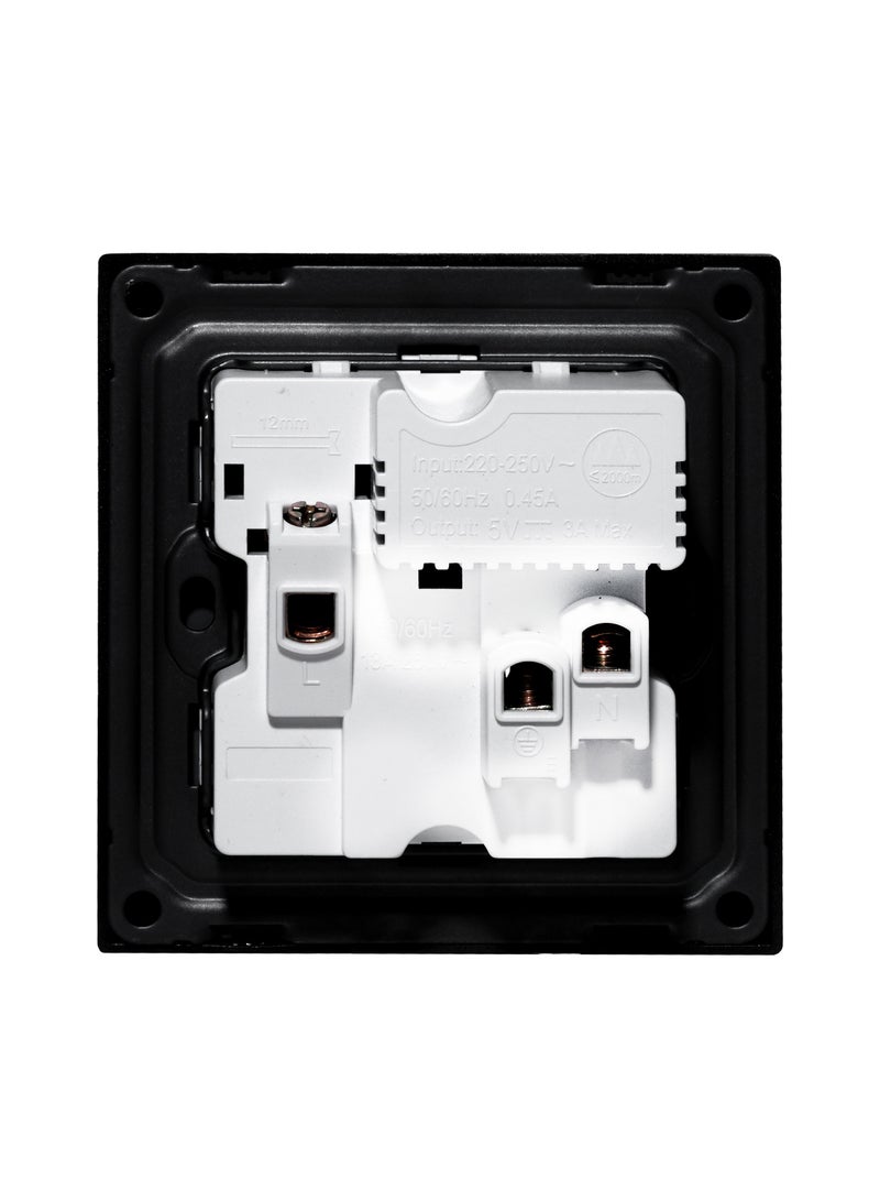 Donmarco Single MF Socket 13A USB + Type-C (5V 3.1A) – Ultra Thin Glass , Fire-Resistant Electric Outlet , 3-Year Warranty ,Fast Charging, Multi-Function (Matt Black) Power Outlet  - Image 4