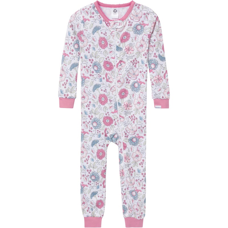 Gerber Baby-Girls 3-Pack Snug Fit Footless One-Piece Cotton Pajamas, Woodland Floral, 18 Months - Image 2