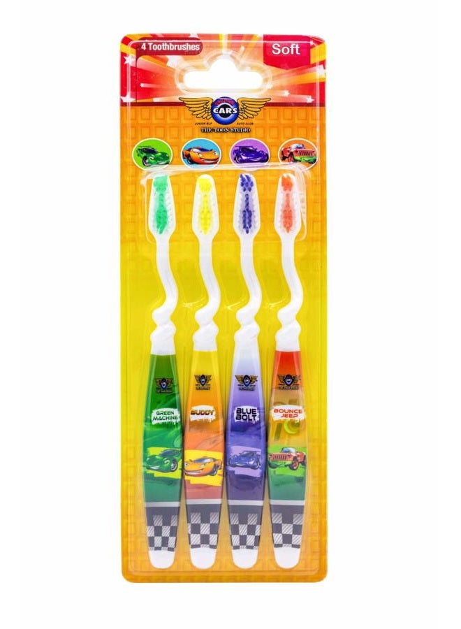 The Toon Studio Car 4-Pack Kids Toothbrush, Soft - Image 1