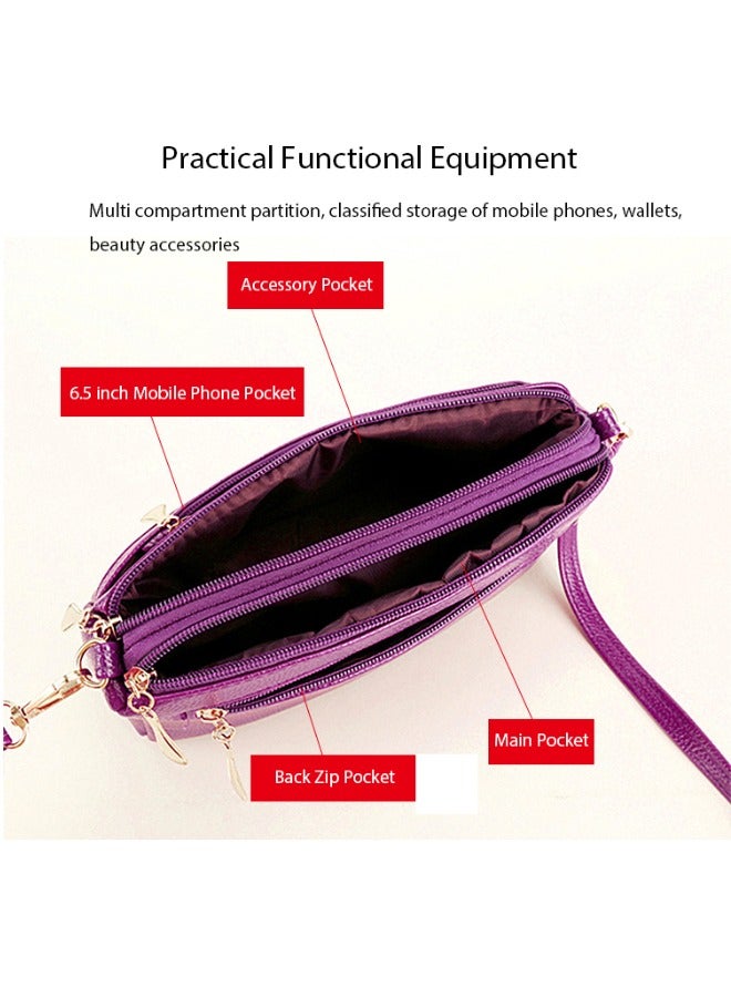 Leather Shoulder Handbags for Women Cross-body Bags Carrying Bag Ladies Purse Wallet for Daily Work Business