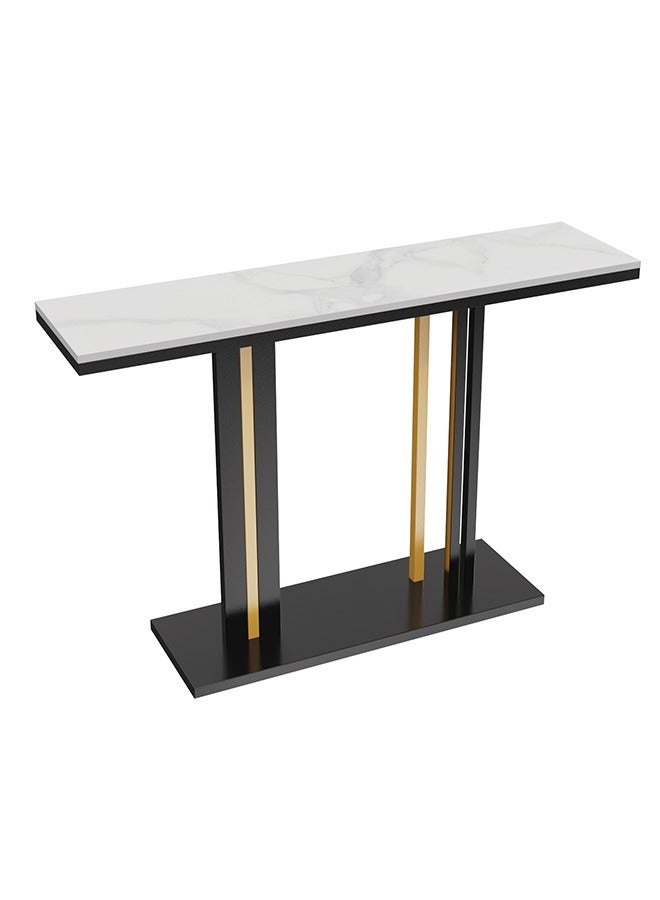 LUVODI Marble Console Table Hallway 118x30x78cm White Sintered Stone Entryway Console Table with Black and Gold Geometric Line Pedestal for Foyer, Living Room, Sofa Side Table - Image 1