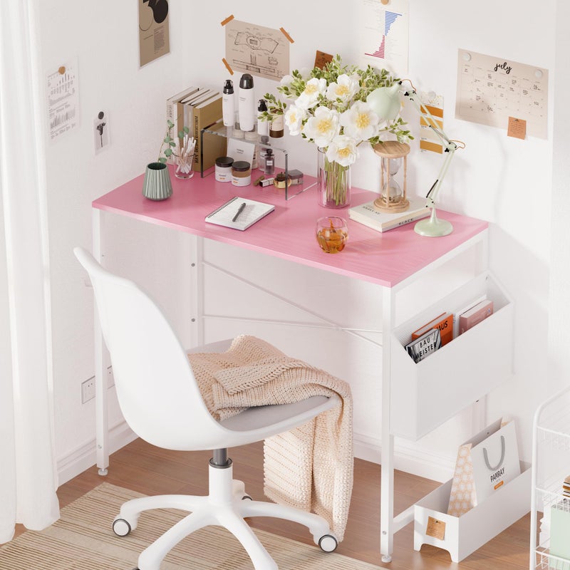 Pamray 32 Inch Computer Desk for Small Spaces with Storage Bag, Home Office Work Desk with Headphone Hook, Small Office Desk Study Writing Table - Image 2