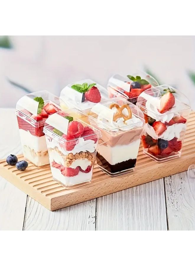 30pcs 5oz Square Dessert Cups With Lids And Spoons Stackable Reusable Party Containers - Image 4