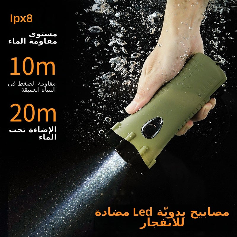 سوربو مصباح يدوي كرانك مانع للانفجار، LED فائق السطوع، مقاوم للماء، طوارئ قابل للشحن - Image 2