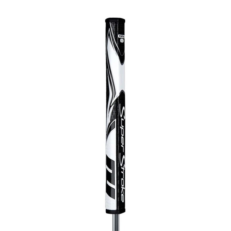 Super Stroke SuperStroke Zenergy Flatso 3.0 Golf Putter Grip with No Taper Enhanced SPYNE Technology, New Multi-Zone Texturing and Tech-Port, Black/White - Image 1