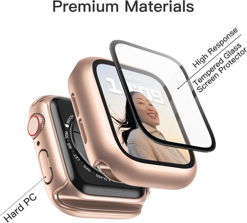 Case for Apple Watch SE 3/2/1, Series 6/5/4 40mm, Rose Gold | with Screen Protector, Built-in Tempered Glass, High Touch Sensitivity, Full Protection, Hard PC Design - Image 3