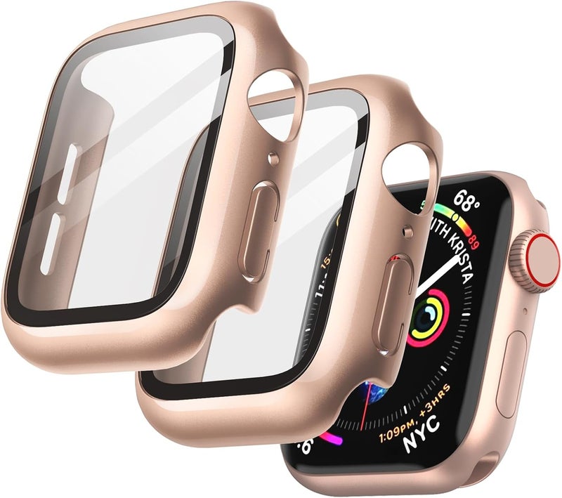 Case for Apple Watch SE 3/2/1, Series 6/5/4 40mm, Rose Gold | with Screen Protector, Built-in Tempered Glass, High Touch Sensitivity, Full Protection, Hard PC Design - Image 1