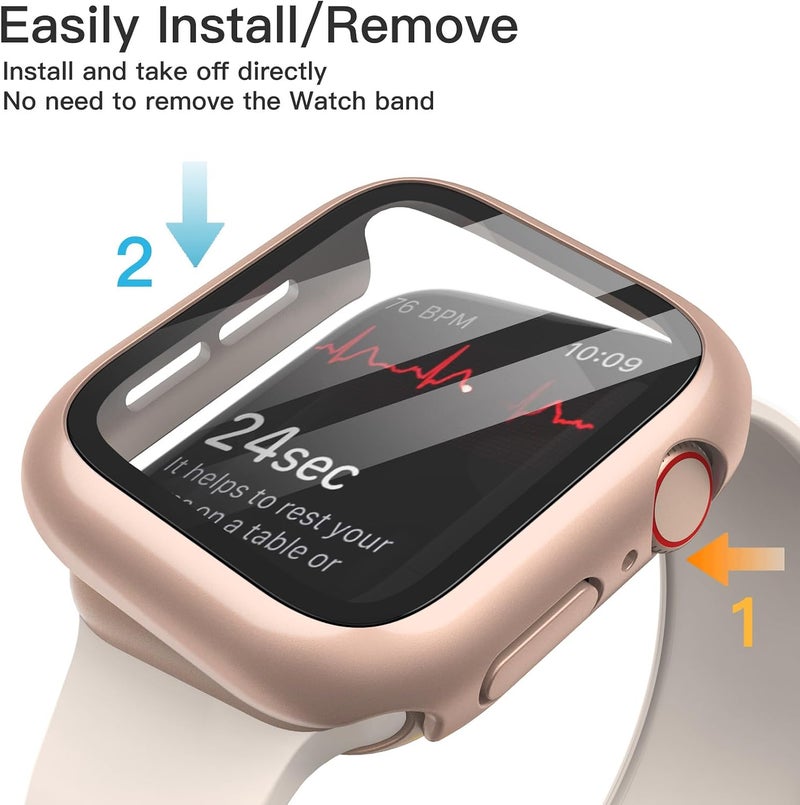Case for Apple Watch SE 3/2/1, Series 6/5/4 40mm, Rose Gold | with Screen Protector, Built-in Tempered Glass, High Touch Sensitivity, Full Protection, Hard PC Design - Image 4