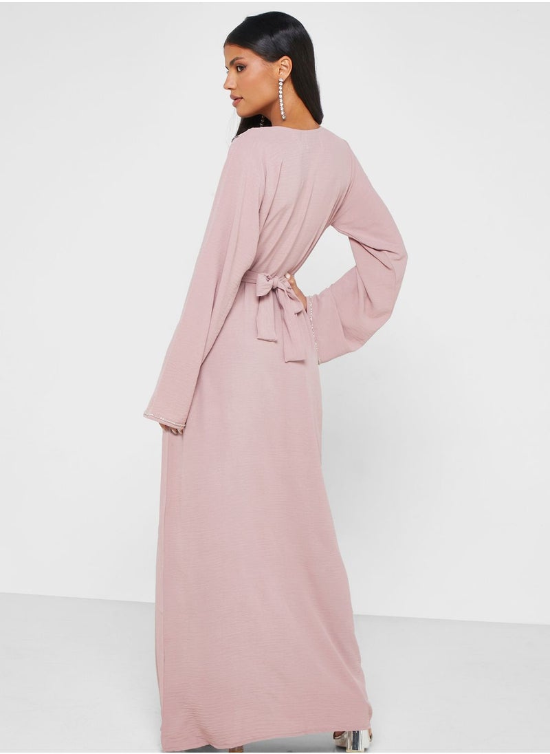 hayas closet - Embellished Belted Jalabiya - Image 1