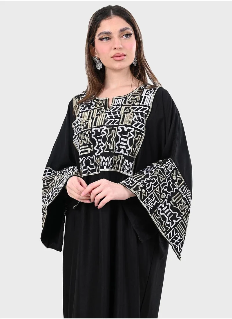 توب تاتو Flute Sleeve Tiered Jalabiya