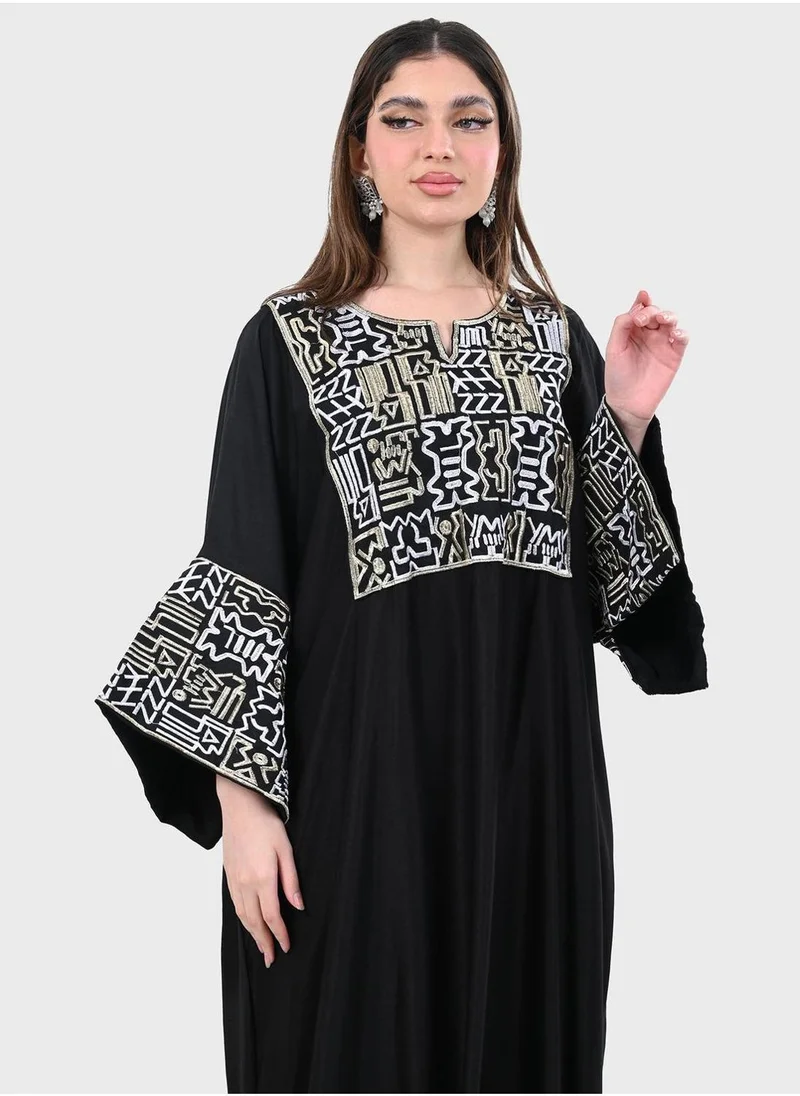 توب تاتو Flute Sleeve Tiered Jalabiya