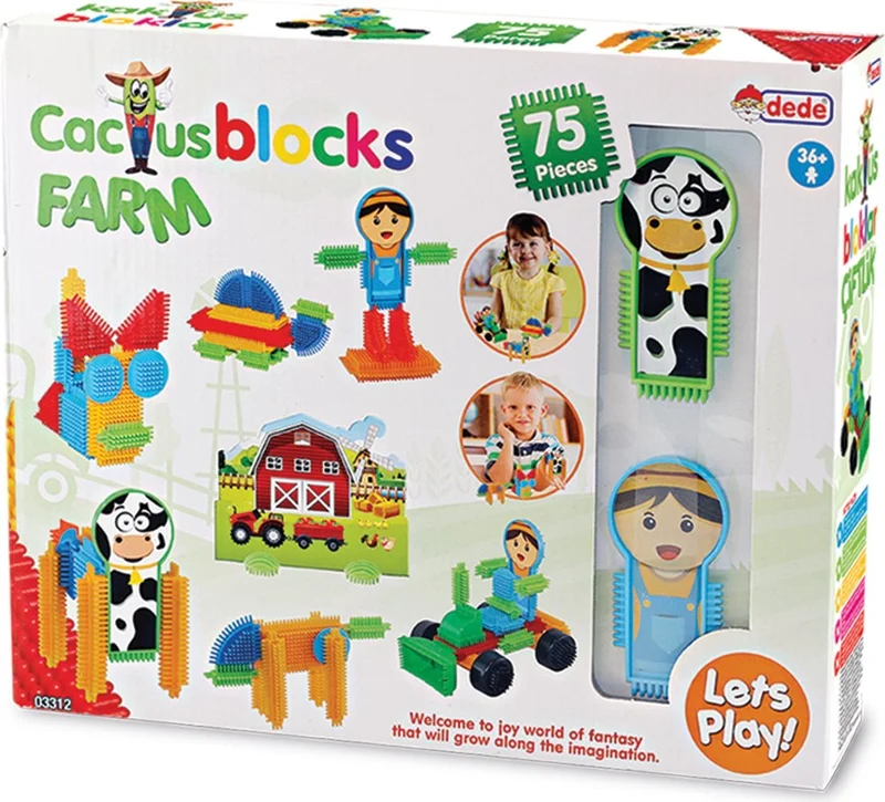 dede Grandpa Cactus Blocks 75 Pieces Farmhouse Educational Tutorial Intelligence Builder Toy