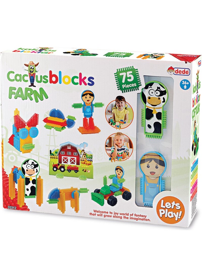 dede Grandpa Cactus Blocks 75 Pieces Farmhouse Educational Tutorial Intelligence Builder Toy  - Image 2