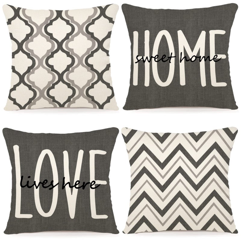 YCOLL Farmhouse Pillow Covers 18x18 Set of 4 Throw Pillow Covers Rustic Linen Decorative Pillows Square Cushion Covers for Home Decor - Image 1