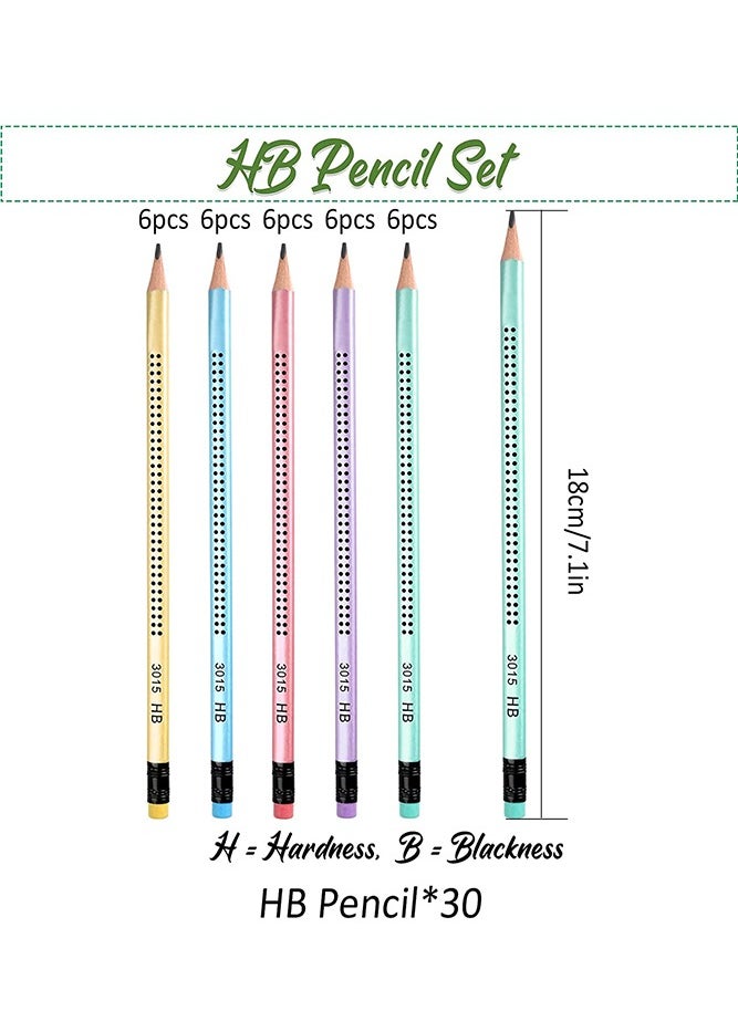 NIIMBOT 30 Pcs Wooden HB Pencils, Black Pencil Non Slip Pre-Sharpened Pencil with Eraser Student Writing Drawing Tool for Exams, School, Office, Home Drawing Sketching  - Image 2