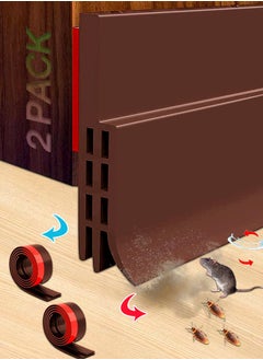 Xoopla (2 pack) Door Draft Stopper, Under Door Draft Blocker , Adjustable Adhesive Rubber Door Seal Waterproof Soundproof for Interior Exterior Doors Guard Against Drafts Dust Noise Animals (5×100CM,Brown)  - Image 1