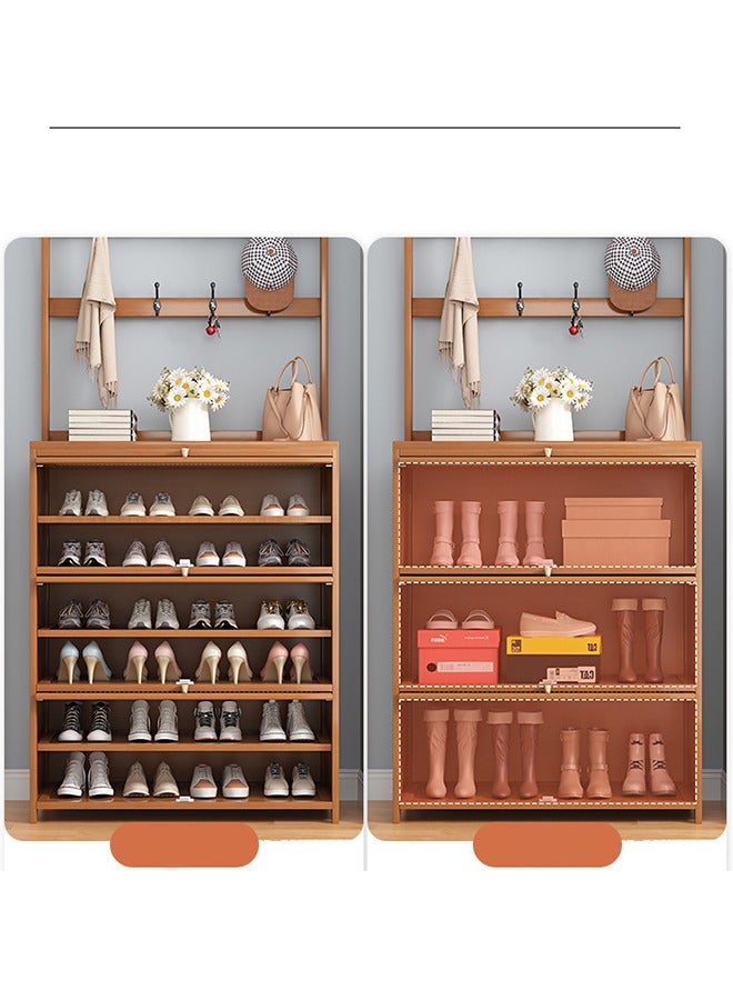 KLNAMAEAAN Flip Door Shoe Cabinet Hanger Integrated Household Doorway Multi-functional Shoe Rack Solid Wood Brown Storage 100*32*188 CM - Image 3