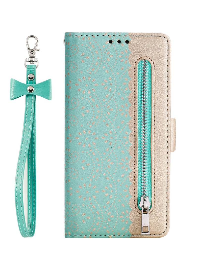 Suteni Lace Zipped Flip Cover Card Slots Leather Phone Case for Samsung - Image 1