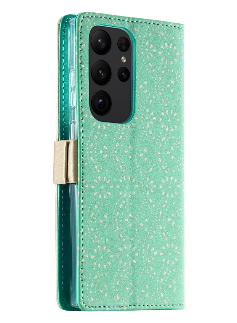 Suteni Lace Zipped Flip Cover Card Slots Leather Phone Case for Samsung - Image 2