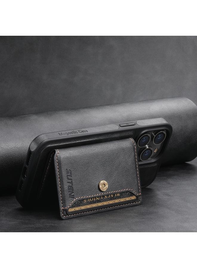 Suteni Case For iPhone 14 Pro Max M1 Oil Wax MagSafe Detachable Horizontal Card Bag Phone Case - Image 2