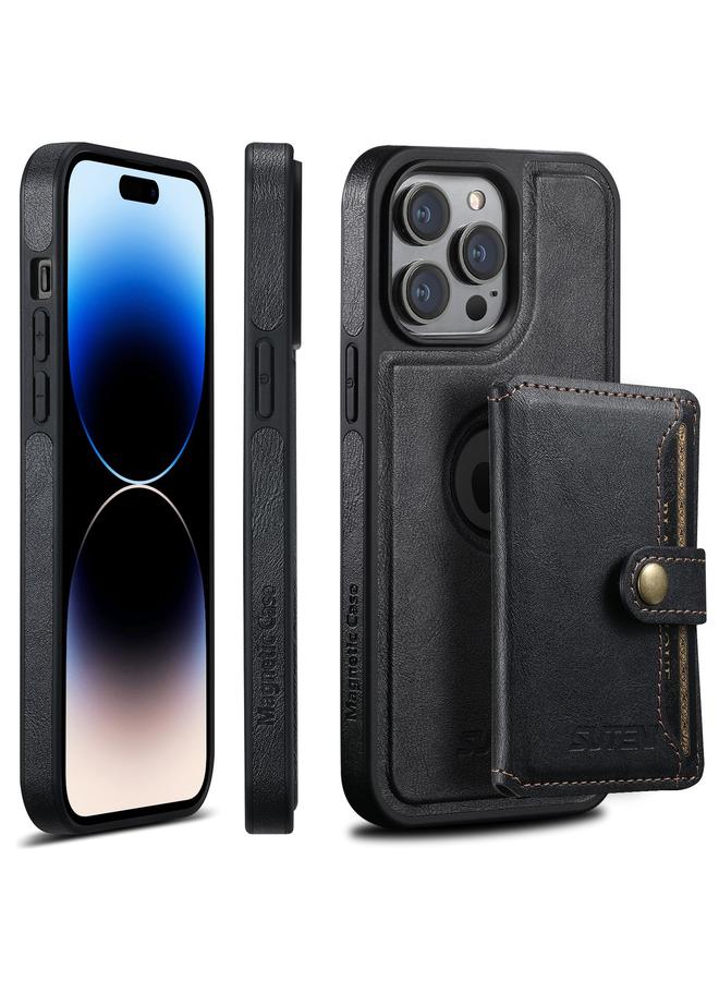 Suteni Case For iPhone 14 Pro Max M1 Oil Wax MagSafe Detachable Horizontal Card Bag Phone Case - Image 1