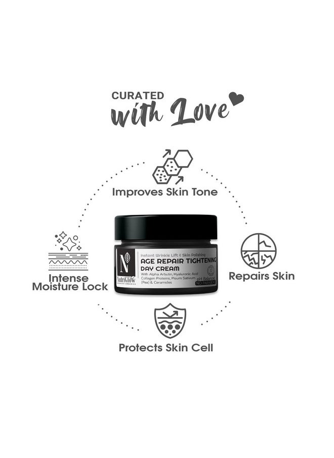 NUTRIGLOW - Nutriglow Advanced Organics Age Repair Tightening Day Cream for Instant Wrinkle lift, Soft Skin with Vitamin C - All Skin Types - 50g - Image 1