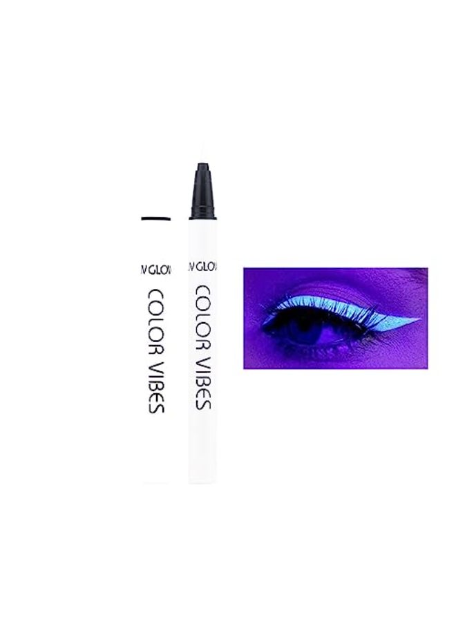 Wismee UV Glow Neon Liquid Eyeliner Matte Colored Eyeliners Pen Rainbow Colorful Neon Eyeliner Pencil Pigmented Waterproof Smudgeproof Long Lasting Eye Liner for Halloween Christmas Makeup White - Image 1