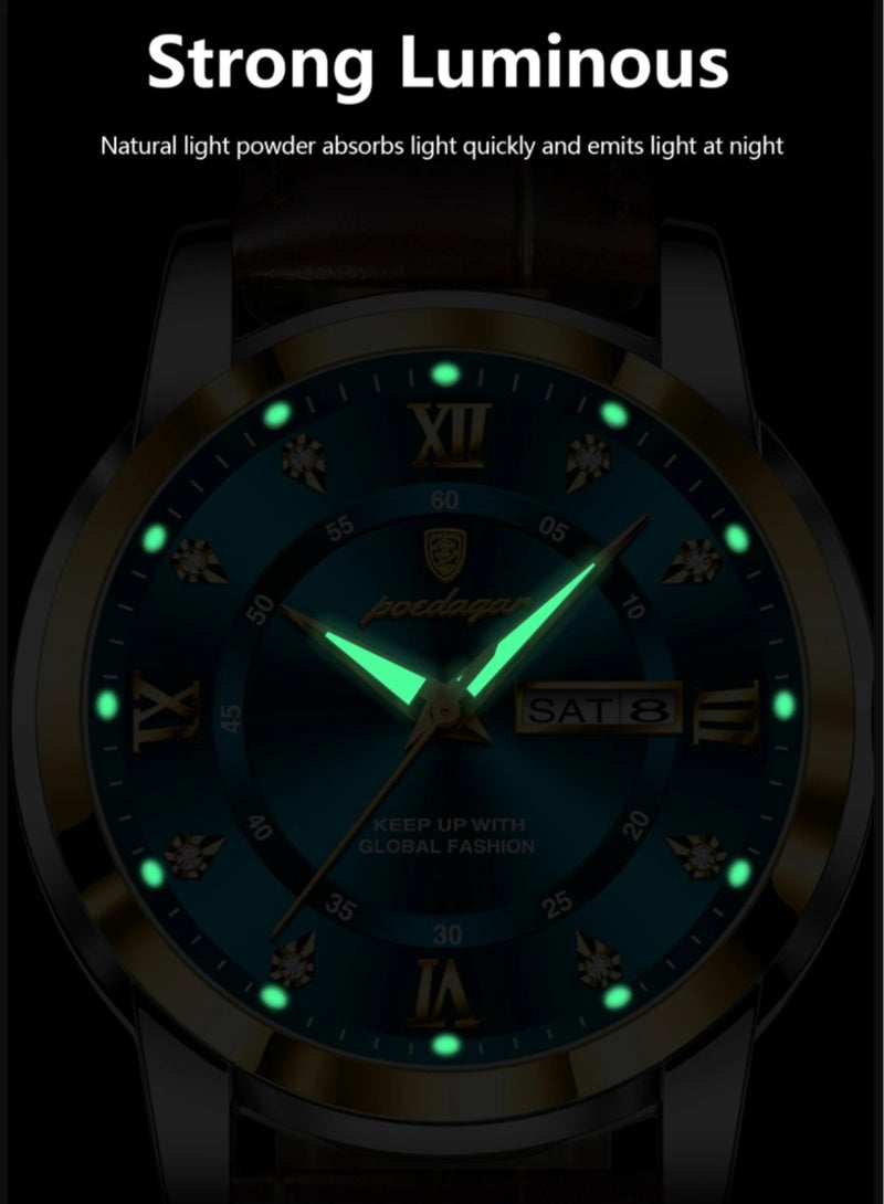 پوداجار ساعة الرجل ، مقاومة للماء مضيئة الرجال ساعة الكوارتز ، الرجال ساعات المعصم 41mm - Image 4