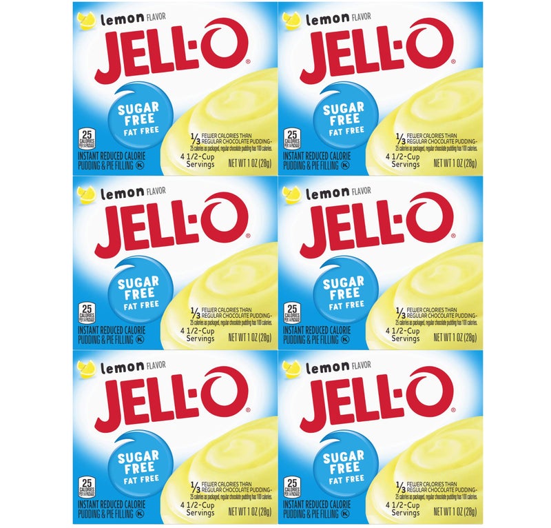 Jell-O Instant Lemon Sugar-Free Fat Free Pudding & Pie Filling (1 oz Boxes, Pack of 6) - Image 1
