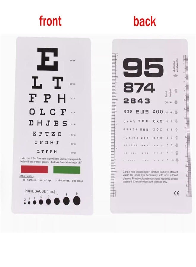 Pocket Eye Chart with PD Ruler and Eye Occluder Eye Test Chart Combo Kit for Near Vision Test Visual Acuity Exam and PD Measurement