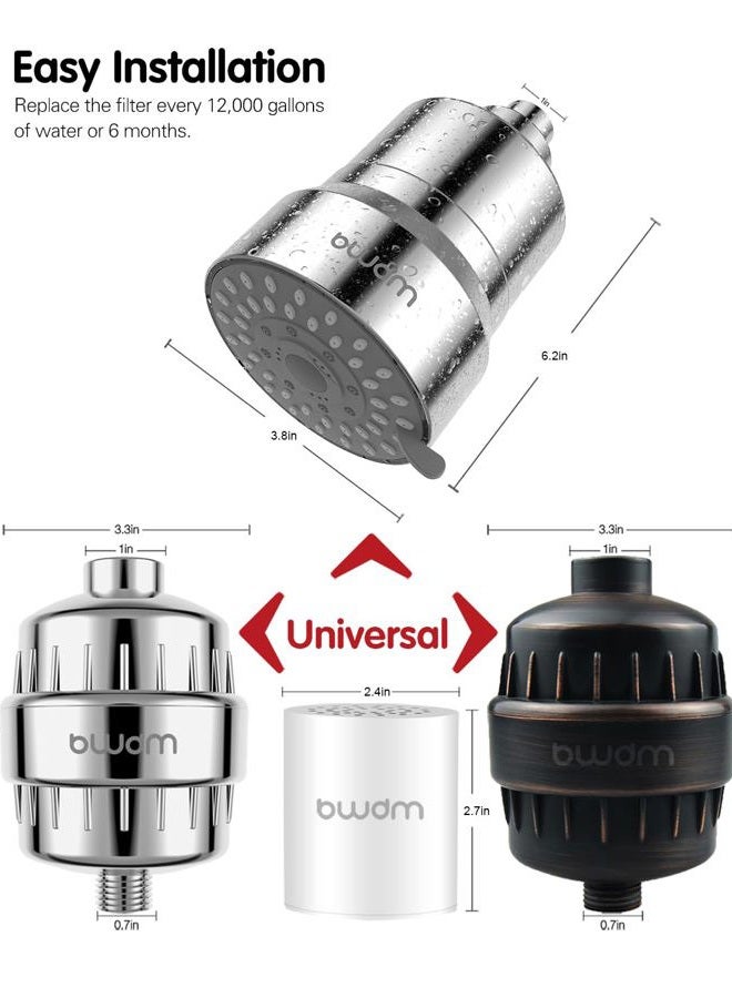 BWDM 15 Stage Shower Filter Cartridge,High output Universal replacement filter cartridge, Remove Chlorine Heavy Metals and Other Sediments, VitaminC Water Softener Reduces Dry Itchy Skin Dandruff (4X) - Image 3