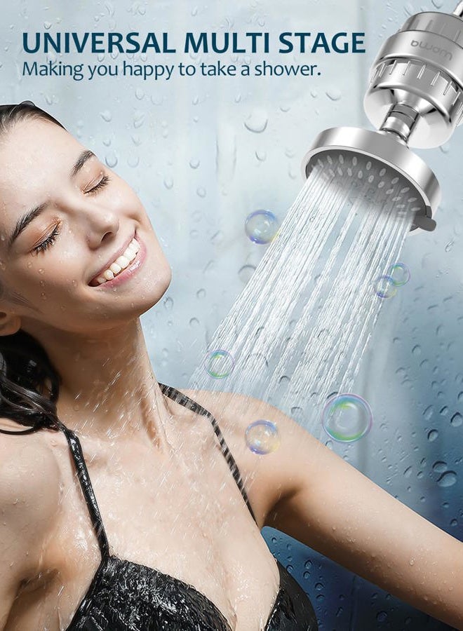 BWDM 15 Stage Shower Filter Cartridge,High output Universal replacement filter cartridge, Remove Chlorine Heavy Metals and Other Sediments, VitaminC Water Softener Reduces Dry Itchy Skin Dandruff (4X) - Image 2