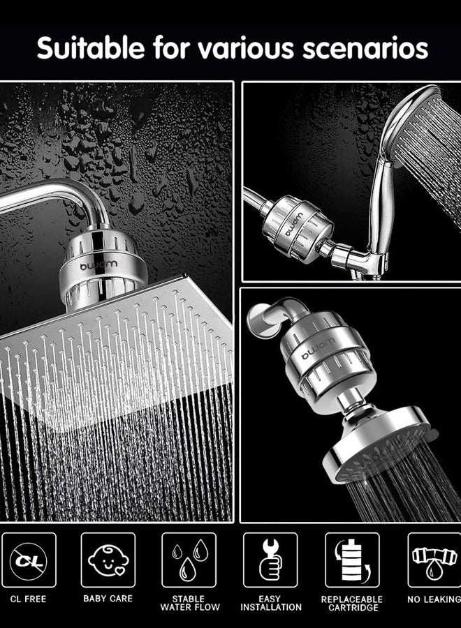 BWDM 15 Stage Shower Filter Cartridge,High output Universal replacement filter cartridge, Remove Chlorine Heavy Metals and Other Sediments, VitaminC Water Softener Reduces Dry Itchy Skin Dandruff (4X) - Image 4
