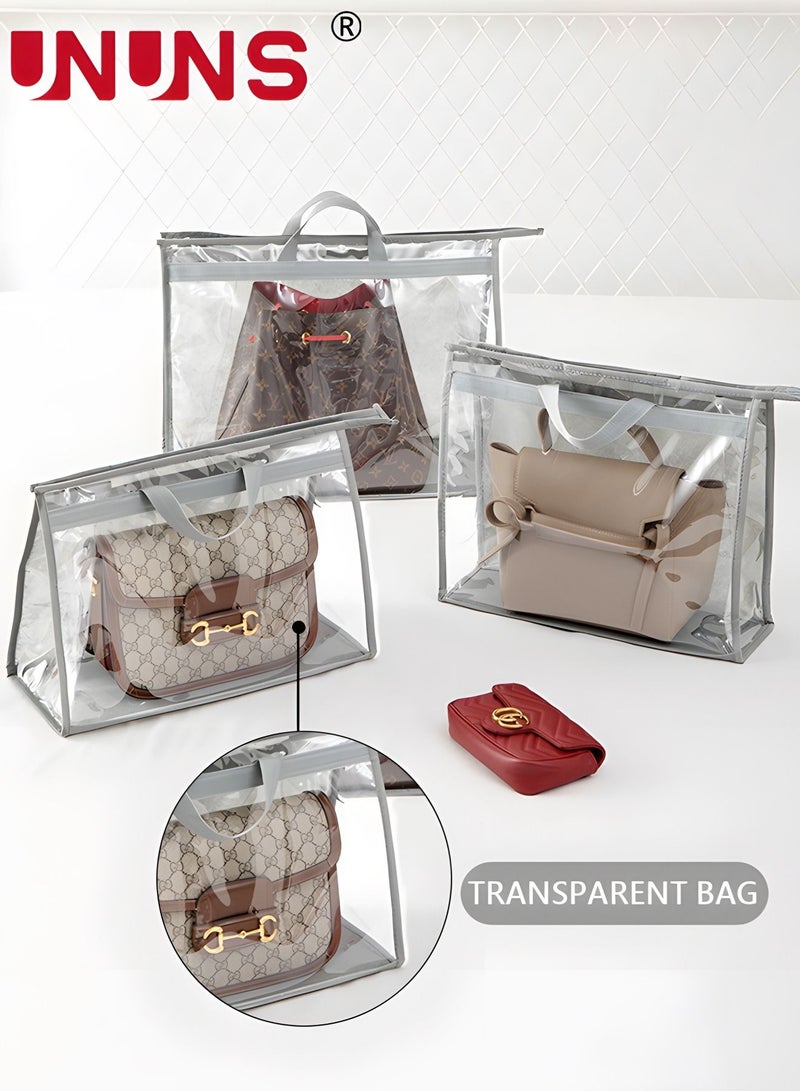 UNUNS Handbag Purse Storage,5 Packs Dust Bags For Handbags,Clear Handbag Storage,Purse Storage Organizer For Closet,Purse Cover Hanging Closet Organizer With Zipper & Handles  - Image 5
