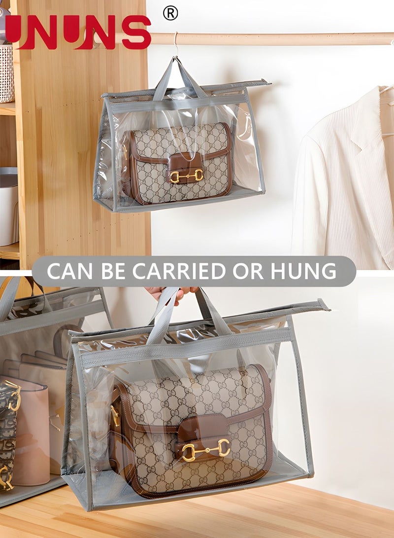 UNUNS Handbag Purse Storage,5 Packs Dust Bags For Handbags,Clear Handbag Storage,Purse Storage Organizer For Closet,Purse Cover Hanging Closet Organizer With Zipper & Handles  - Image 2