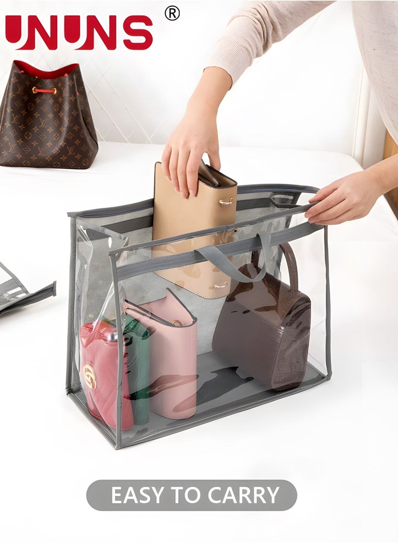 UNUNS Handbag Purse Storage,5 Packs Dust Bags For Handbags,Clear Handbag Storage,Purse Storage Organizer For Closet,Purse Cover Hanging Closet Organizer With Zipper & Handles  - Image 3