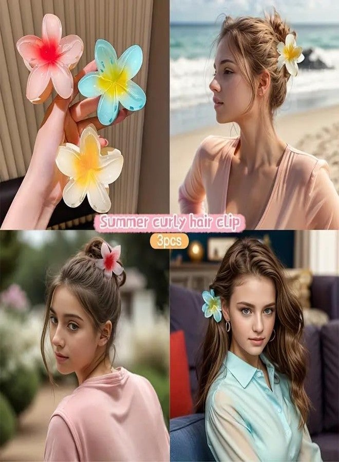 Rock World 3 pcs Floral Hair Claws Multi-Color Romantic Style Accessories Hairstyling Minimalist Sweet Acrylic Flower Claws Women, Middle Size Shark Clip Beach Hairstyles Simple Colorful claw - Image 5