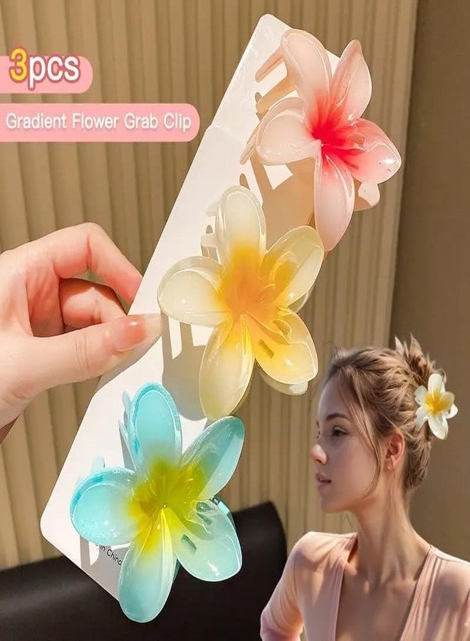 Rock World 3 pcs Floral Hair Claws Multi-Color Romantic Style Accessories Hairstyling Minimalist Sweet Acrylic Flower Claws Women, Middle Size Shark Clip Beach Hairstyles Simple Colorful claw - Image 2