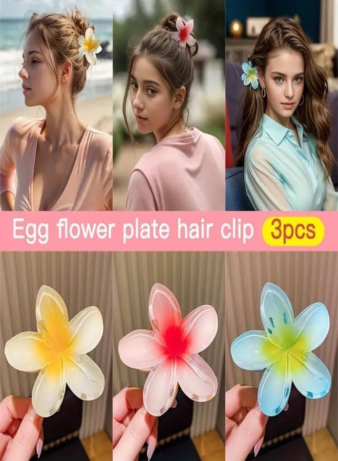 Rock World 3 pcs Floral Hair Claws Multi-Color Romantic Style Accessories Hairstyling Minimalist Sweet Acrylic Flower Claws Women, Middle Size Shark Clip Beach Hairstyles Simple Colorful claw - Image 4