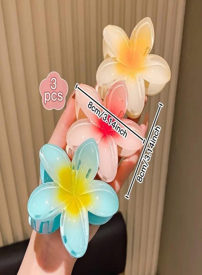 Rock World 3 pcs Floral Hair Claws Multi-Color Romantic Style Accessories Hairstyling Minimalist Sweet Acrylic Flower Claws Women, Middle Size Shark Clip Beach Hairstyles Simple Colorful claw - Image 3