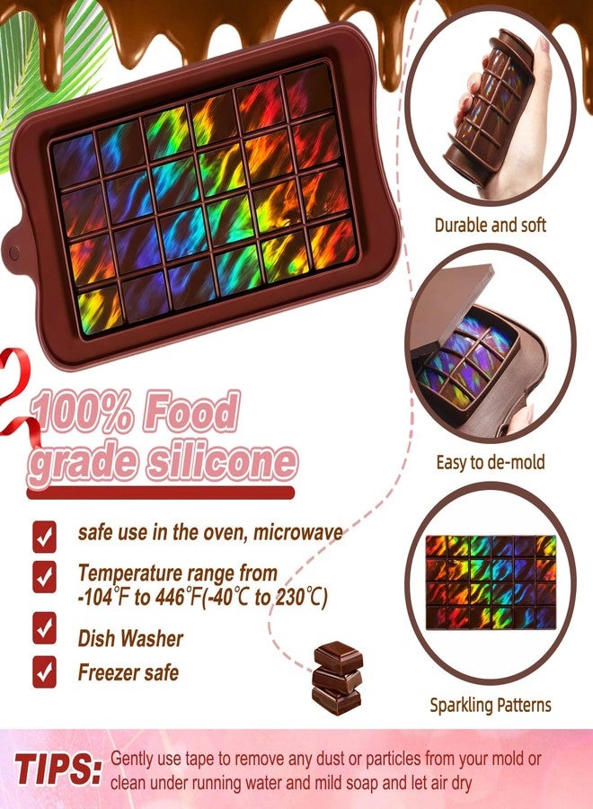 Ziliny Holographic Chocolate Molds Resin Silicone Chocolate Deep Thick Molds for Reusable DIY Baking Wax Melts(Flame) - Image 3