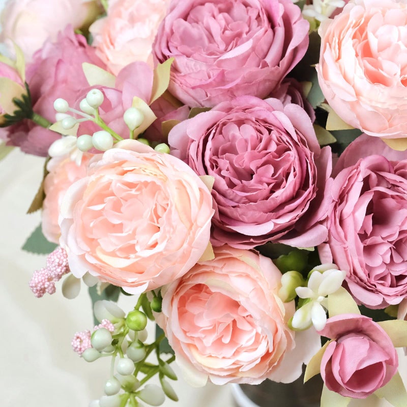 Aumveyi 6 Pcs Peonies Artificial Flowers Bulk  Mixed Pink Silk Peonies Fake Bouquet For Floral Centerpieces Red Realistic Faux Peony Flower For Flower Arrangements Wedding Decoration Vase - Image 5