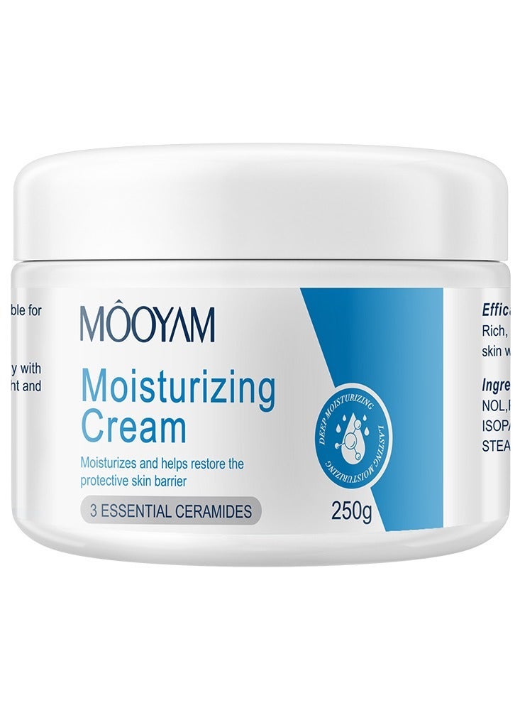 MOOYAM Moisturizing Cream 250g with Ceramides and Hyaluronic Acid for Face and Body Restores Skin Barrier Deep Hydration for Dry Sensitive Skin - Image 1