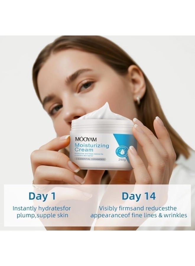 MOOYAM Moisturizing Cream 250g with Ceramides and Hyaluronic Acid for Face and Body Restores Skin Barrier Deep Hydration for Dry Sensitive Skin - Image 2