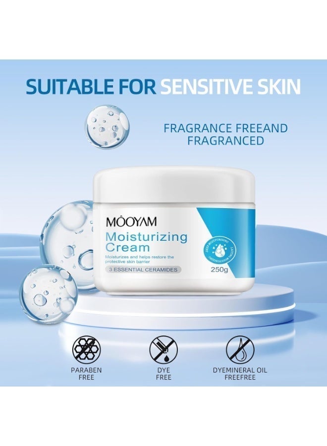 MOOYAM Moisturizing Cream 250g with Ceramides and Hyaluronic Acid for Face and Body Restores Skin Barrier Deep Hydration for Dry Sensitive Skin - Image 3