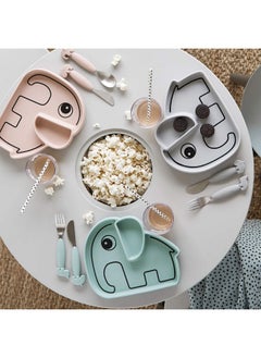 done by deer Elphee Silicone Stick&Stay Plate In Powder Color - 100% Food Grade - Natural Suction - Easy-Release Flap - Rounded Inside Edges - Perfect For Young Children Learning To Eat Independently!  - Image 4