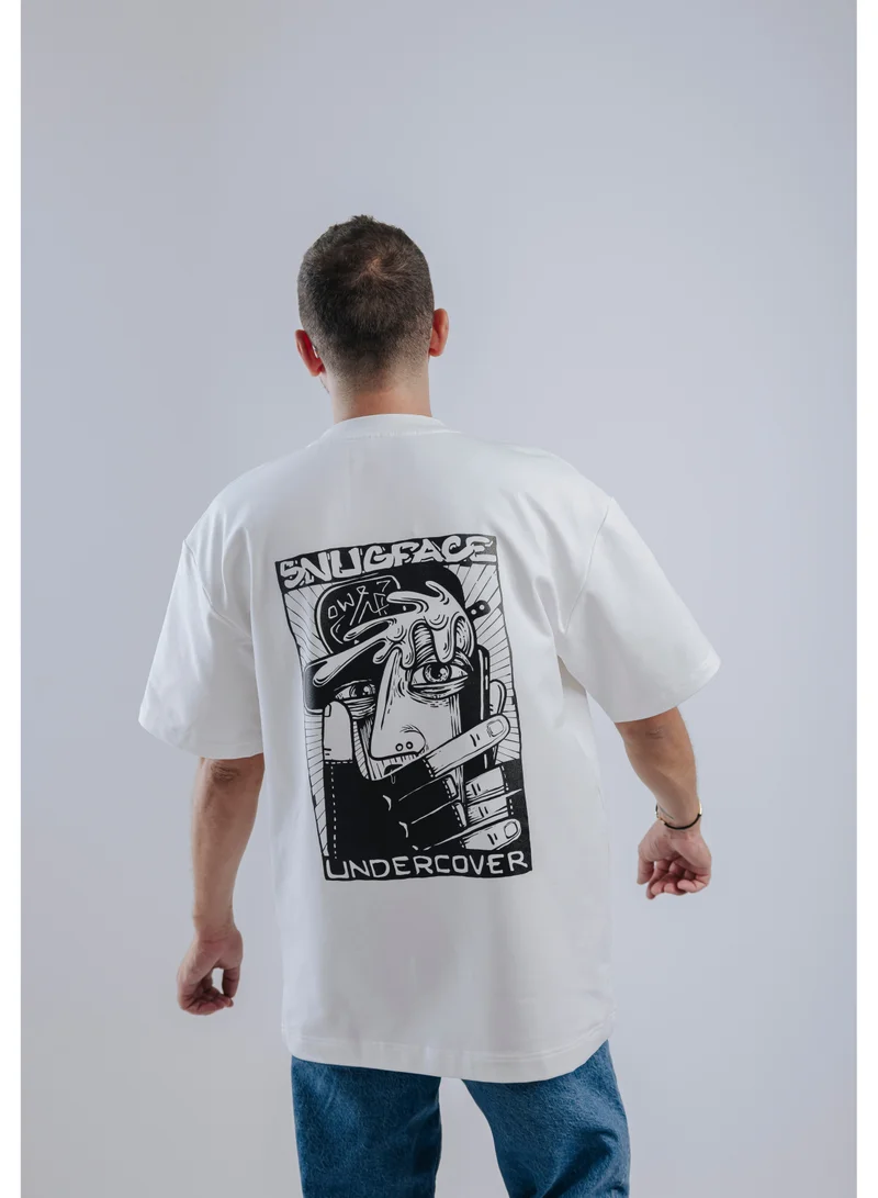 Snugface Snugface The Printed Oversized Tshirts, White, SF15-3WHT, Size-M