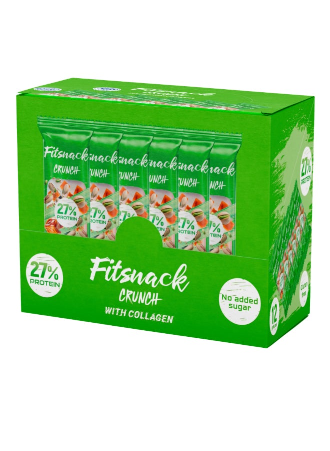 Fitsnack Crunch Pistachio Flavor Crunchy Protein Bar with Caramel, 27% Protein, No Added Sugar, High Protein Snack - Image 3