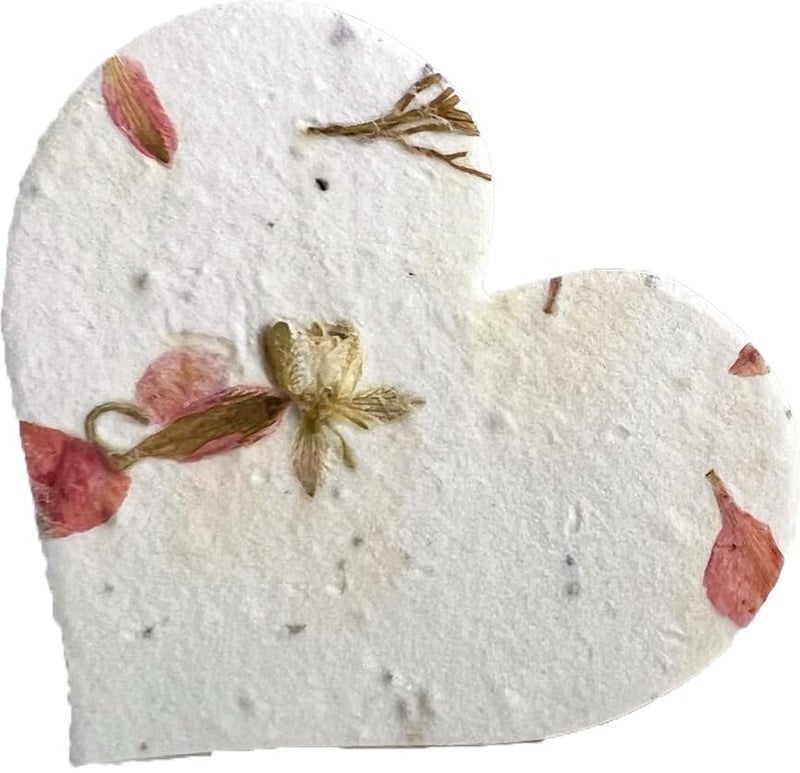 Of The Earth Handmade Paper - Wildflower Seed Paper Large Hearts - Recycled Flower Petals - Set of 24 (24s Pink Petal) - Image 1