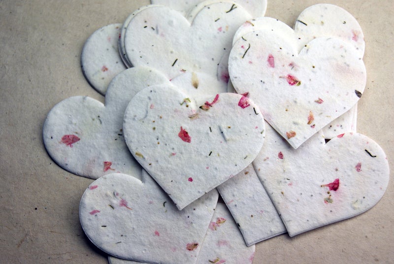 Of The Earth Handmade Paper - Wildflower Seed Paper Large Hearts - Recycled Flower Petals - Set of 24 (24s Pink Petal) - Image 5